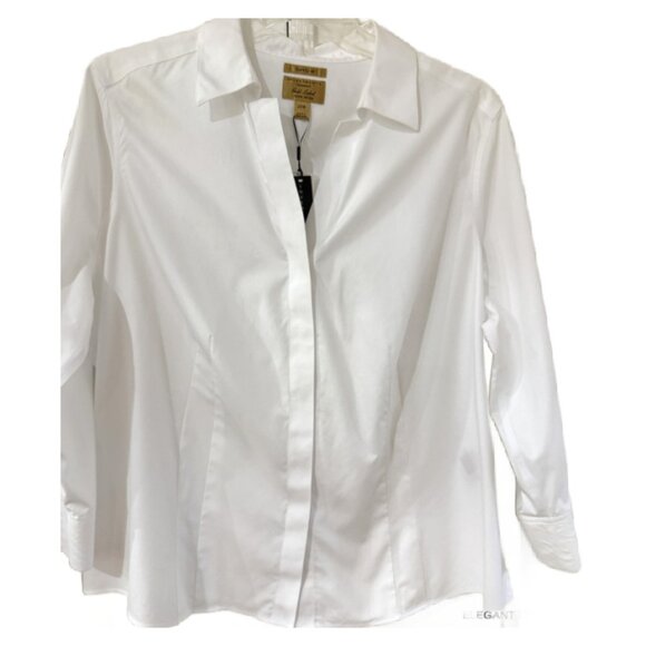 Investments II Woman TAYLOR Gold Label Button Up Shirt 20W White Work Top - Picture 1 of 15